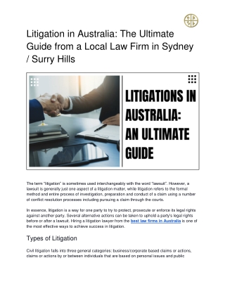 Litigation in Australia: The Ultimate Guide from a Local Law Firm in Sydney