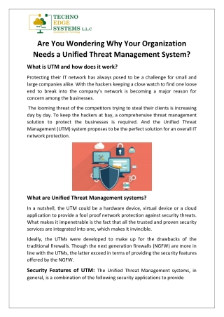 Are You Wondering Why Your Organization Needs a Unified Threat Management System