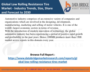 Low Rolling Resistance Tire Market- Automotive