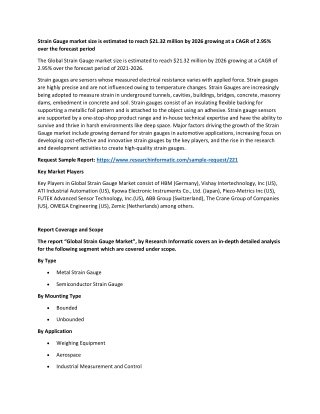Strain Gauge market size is estimated to reach $21.32 million by 2026