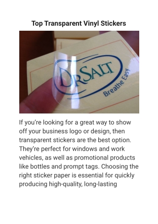 Top Transparent Vinyl Stickers