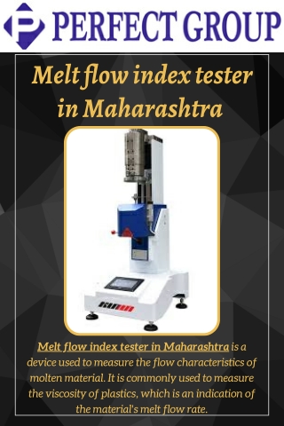 Melt flow index tester in Maharashtra | Perfectgroupindia