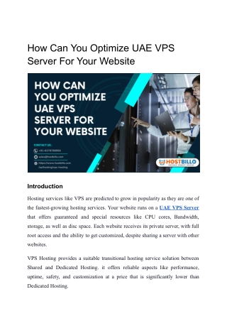 How Can You Optimize UAE VPS Server For Your Website