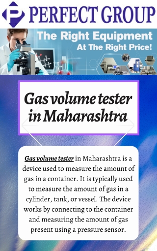 Gas volume tester in Maharashtra | Perfectgroupindia