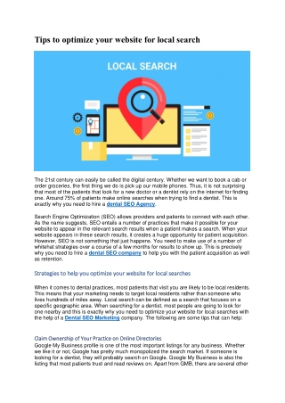 Tips to optimize your website for local search