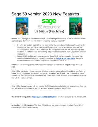 Sage 50 version 2023 New Features