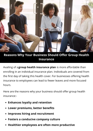 Reasons Why Your Business Should Offer Group Health Insurance