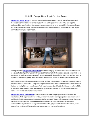 Reliable Garage Door Repair Service Bronx