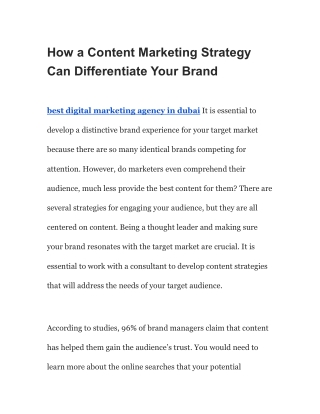How a Content Marketing Strategy Can Differentiate Your Brand