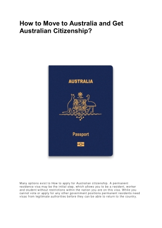 How to Move to Australia and Get Australian Citizenship?