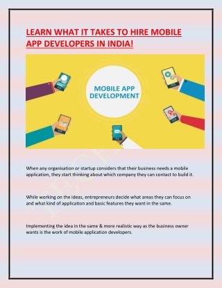 LEARN WHAT IT TAKES TO HIRE MOBILE APP DEVELOPERS IN INDIA!