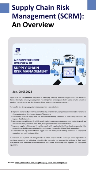 Supply Chain Risk Management (SCRM) An Overview
