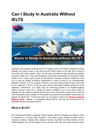 Can I Study In Australia without IELTS