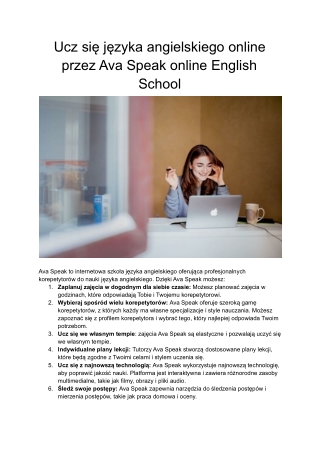 Ucz się języka angielskiego online przez Ava Speak online English School