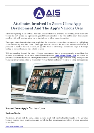 Attributes Involved In Zoom Clone App Development And The App's Various Uses