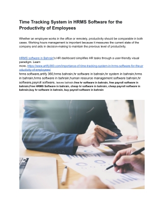 Time Tracking System in HRMS Software for the Productivity of Employees