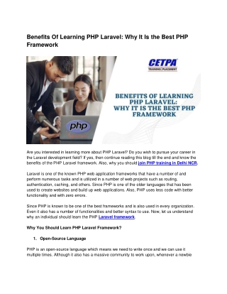 Benefits Of Learning PHP Laravel_ Why It Is The Best PHP Framework