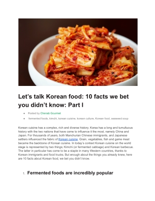 Let’s talk Korean food_ 10 facts we bet you didn’t know_ Part I