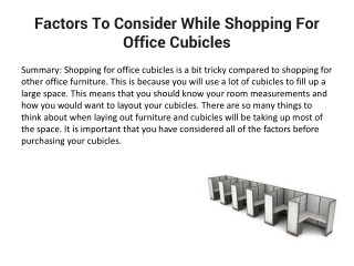 Factors To Consider While Shopping For Office Cubicle