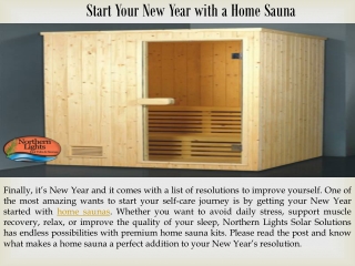 Start Your New Year with a Home Sauna