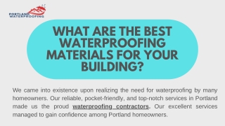 WHAT ARE THE BEST WATERPROOFING MATERIALS FOR YOUR BUILDING?