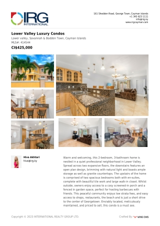 Lower Valley Luxury Condos - MLS#414544 - IRG Cayman