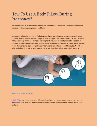 How To Use A Body Pillow During Pregnancy