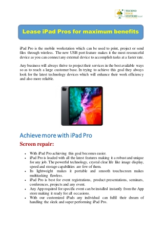 Lease iPad Pros for maximum benefits