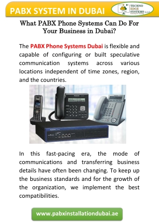 What PABX Phone Systems Can Do For Your Business in Dubai?