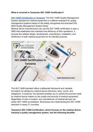iso 13485 certification in tanzania (pdf)