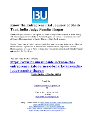 Know the Entrepreneurial Journey of Shark Tank India Judge Namita Thapar