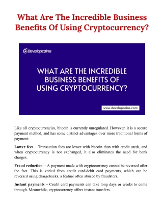 5 Astonishing Business Benefits Of Using Cryptocurrency