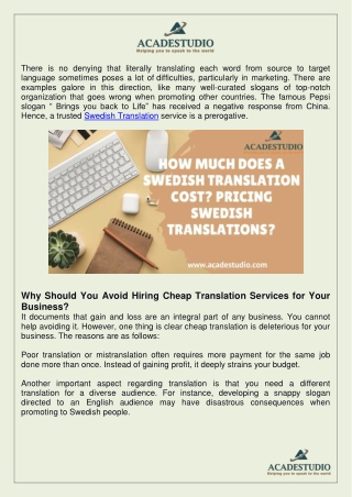 How Much Does a Swedish Translation Cost Pricing