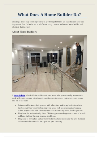 What Does A Home Builder Do?