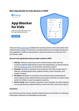 Best App blocker for kids devices in 2023