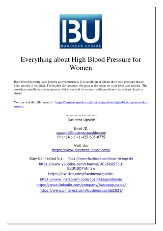 Everything about High Blood Pressure for Women