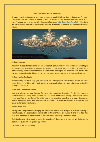 Tips For Installing Crystal Chandeliers pdf