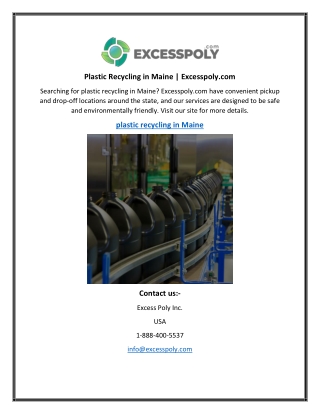 Plastic Recycling in Maine  Excesspoly