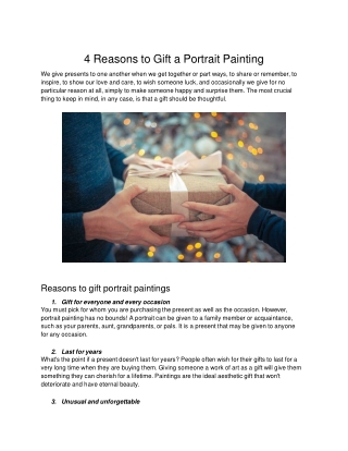 4 Reasons to Gift a Portrait Painting