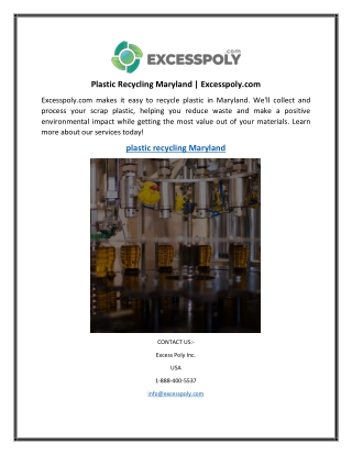 Plastic Recycling Maryland  Excesspoly