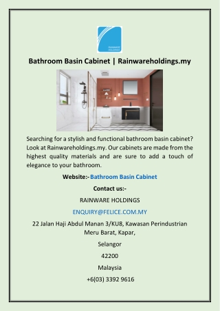 Bathroom Basin Cabinet | Rainwareholdings.my