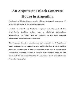 AR Arquitectos Black Concrete House in Argentina
