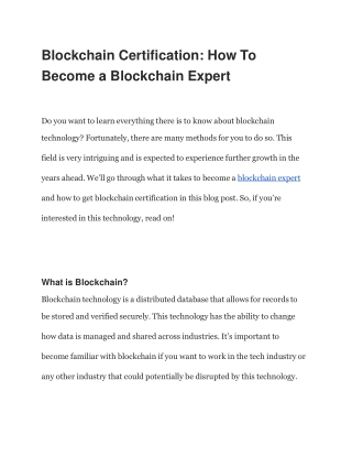 Blockchain Certification: How To Become a Blockchain Expert