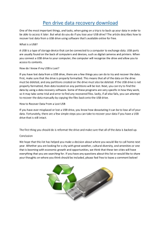 Pen drive data recovery download