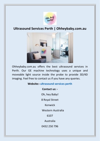 Ultrasound Services Perth | Ohheybaby.com.au