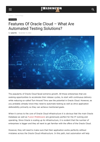 Features Of Oracle Cloud – What Are Automated Testing Solutions