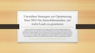 5 bewährte Strategien zur Optimierung Ihrer SEO für Immobilienmakler, um mehr Leads zu generieren