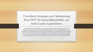 5 bewährte Strategien zur Optimierung Ihrer SEO für Immobilienmakler, um mehr Leads zu generieren