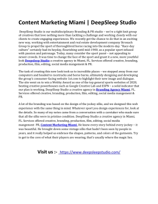 Content Marketing Miami  DeepSleep Studio