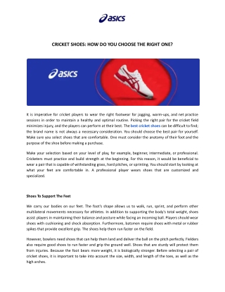 Cricket Shoes - Know How Do You Choose The Right One | Asics India